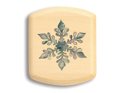 Top View of a 2" Flat Wide Aspen with color printed image of Snow Flake