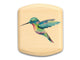 Top View of a 2" Flat Wide Aspen with color printed image of Hummingbird II