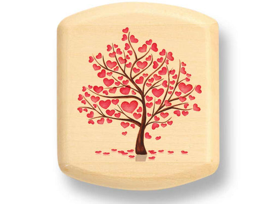 Top View of a 2" Flat Wide Aspen with color printed image of Tree Of Love