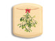 Top View of a 2" Flat Wide Aspen with color printed image of Mistletoe