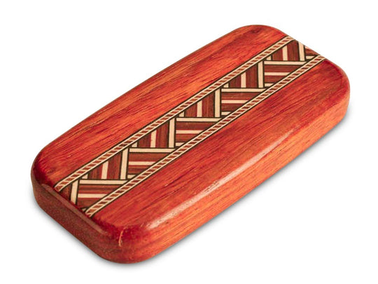 Top View of a 4" Flat Wide Padauk with inlay pattern of Zig Zag Inlay of a 4" Flat Wide Padauk - Zig Zag Inlay