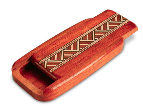Top View of a 4" Flat Wide Padauk with inlay pattern of Zig Zag Inlay of a 4" Flat Wide Padauk - Zig Zag Inlay