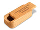Opened View of a 3" Med Narrow Cherry with laser engraved image of Quote -Shakespeare Fierce