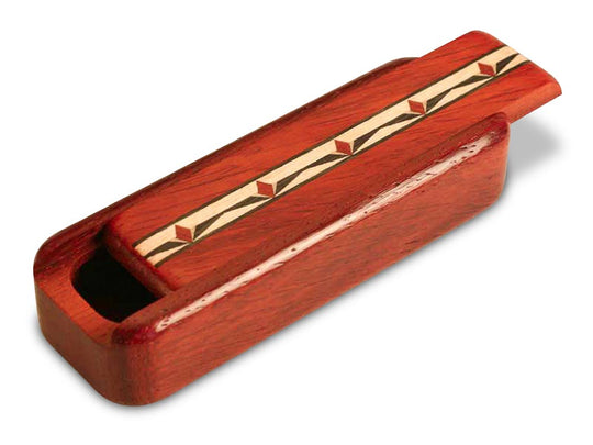 Opened View of a 4" Med Narrow Padauk with inlay pattern of Tulips Inlay of a 4" Med Narrow Padauk - Tulips Inlay