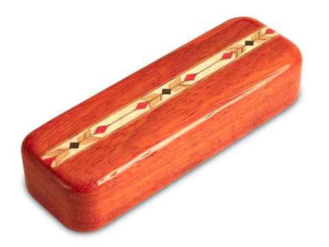 Top View of a 4" Med Narrow Padauk with inlay pattern of Arrows & Feathers Inlay of a 4" Med Narrow Padauk - Arrows & Feathers Inlay