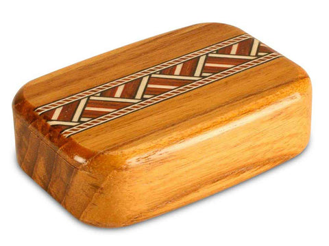 Top View of a 3" Med Wide Teak with inlay pattern of Zig Zag Inlay of a 3" Med Wide Teak - Zig Zag Inlay