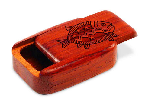 Top View of a 3" Med Wide Padauk with laser engraved image of Primitive Fish