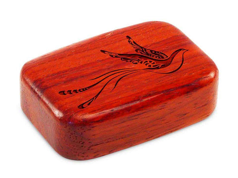 Top View of a 3" Med Wide Padauk with laser engraved image of Fantasy Bird