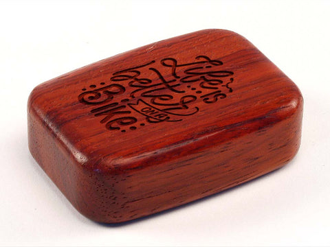 Top View of a 3" Med Wide Padauk with laser engraved image of Life is better . . . bike