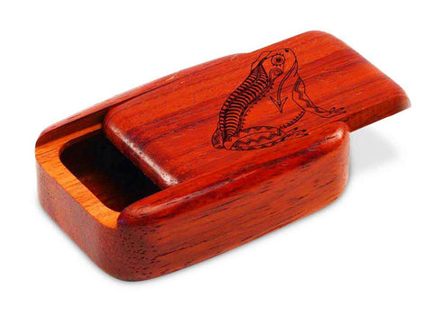 Top View of a 3" Med Wide Padauk with laser engraved image of Heartline Frog