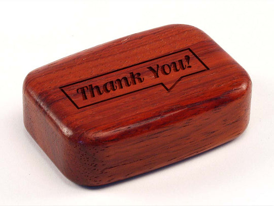 Top View of a 3" Med Wide Padauk with laser engraved image of Thank You