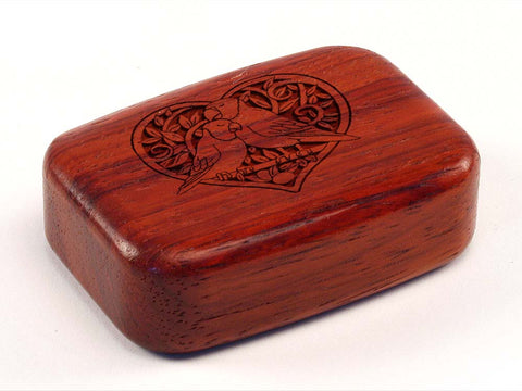 Top View of a 3" Med Wide Padauk with laser engraved image of Birds in Love