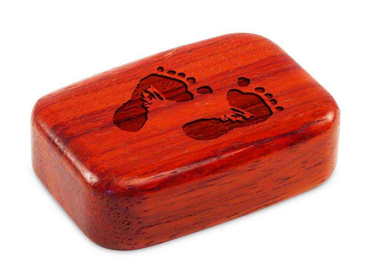 Top View of a 3" Med Wide Padauk with laser engraved image of Footprints