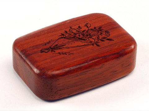 Top View of a 3" Med Wide Padauk with laser engraved image of Wedding Bouquet