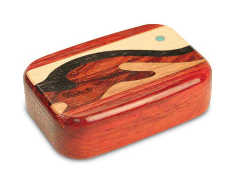 Top View of a 3" Med Wide Padauk with marquetry pattern of Wave Marquetry  of a 3" Med Wide Padauk - Wave Marquetry 