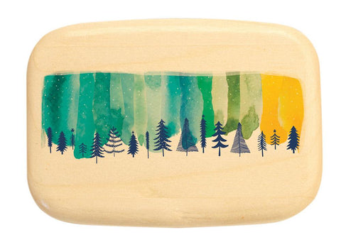 Top View of a 3" Med Wide Aspen with color printed image of Winter Sky