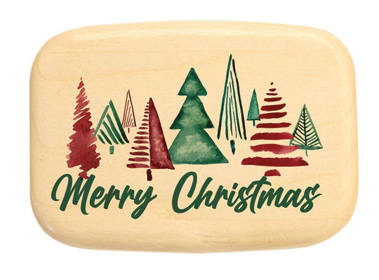 Top View of a 3" Med Wide Aspen with color printed image of Merry Christmas