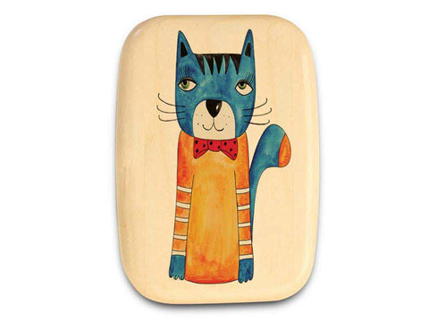 Top View of a 3" Med Wide Aspen with color printed image of Blue Cat II