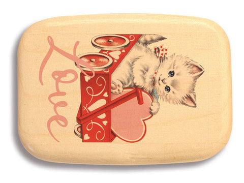 Top View of a 3" Med Wide Aspen with color printed image of Kitten Wagon