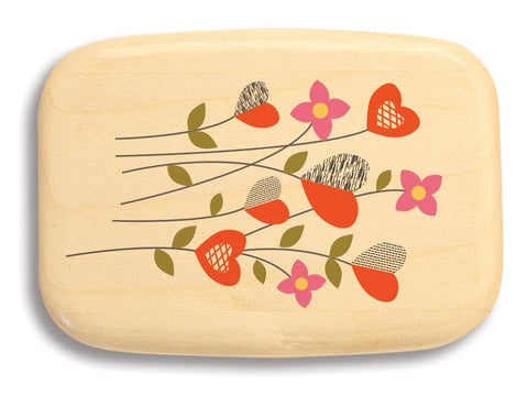 Top View of a 3" Med Wide Aspen with color printed image of Flower Hearts