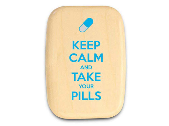 Top View of a 3" Med Wide Aspen with color printed image of Keep Calm II