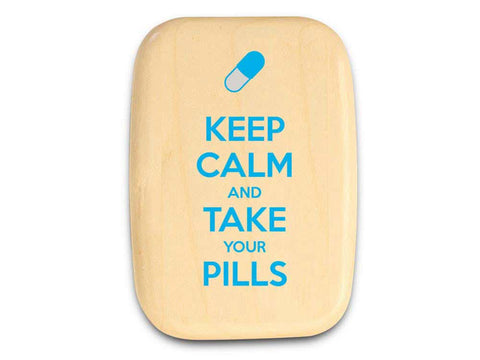 Top View of a 3" Med Wide Aspen with color printed image of Keep Calm II