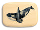 Top View of a 3" Med Wide Aspen with color printed image of Orca