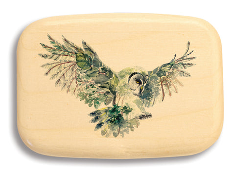 Top View of a 3" Med Wide Aspen with color printed image of Owl in Flight