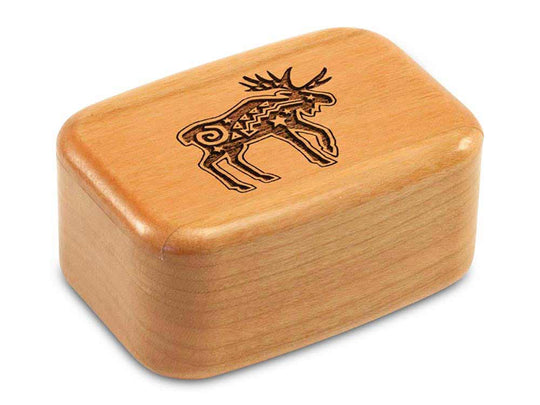 Top View of a 3" Tall Wide Cherry with laser engraved image of Primitive Moose