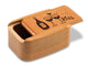 Opened View of a 3" Tall Wide Cherry with laser engraved image of Wine & Kisses