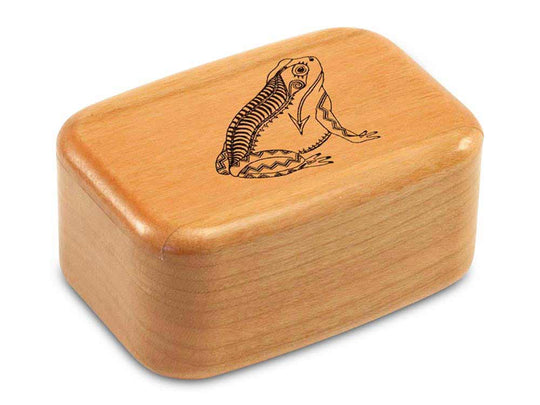 Top View of a 3" Tall Wide Cherry with laser engraved image of Heartline Frog