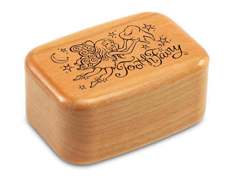 Top View of a 3" Tall Wide Cherry with laser engraved image of Tooth Fairy II