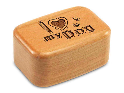 Top View of a 3" Tall Wide Cherry with laser engraved image of I Heart My Dog