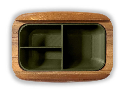 Open View of a Teak Organizer Box with laser engraved image of Feel better soon