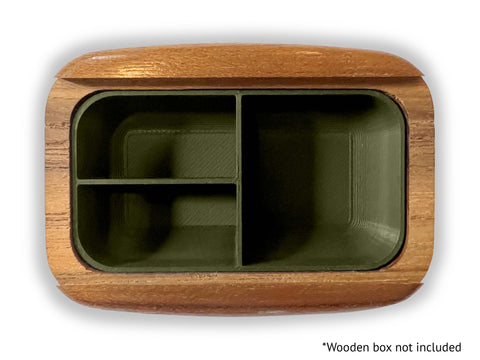 Open View of a Teak Organizer Box with laser engraved image of Gorilla Pills
