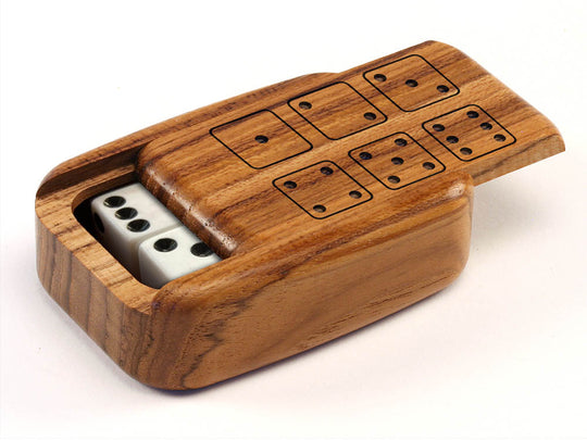 Closed View of a Treasure Box with laser engraved image of Included Large Dice