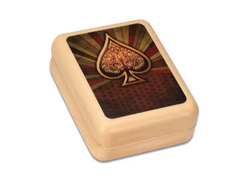Open View of a Ace Playing Cards Hinged Box with color printed image of Ace Cards, w/ Cards