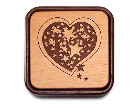 Top View of a Terra Inside Engraved Flip-Top with laser engraved image of Heart/Stars