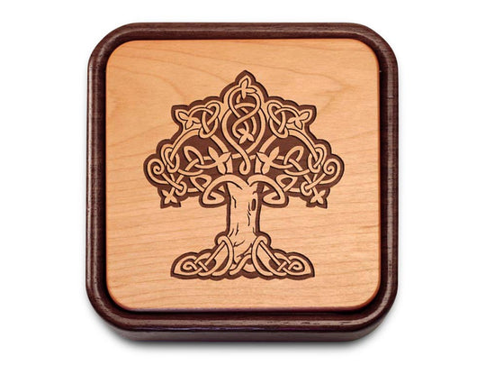 Top View of a Terra Photo Flip-Top with laser engraved image of Celtic Tree