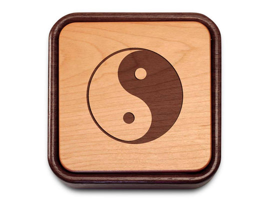 Top View of a Terra Photo Flip-Top with laser engraved image of Yin Yang
