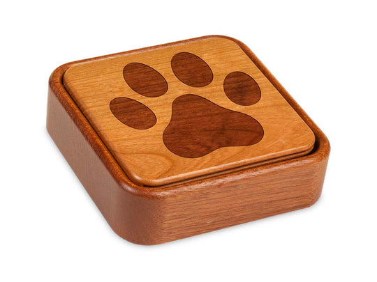 Angled Top View of a Terra Photo Flip-Top with laser engraved image of Dog Paw Print