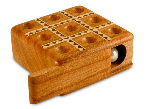 Top View of a Tic-Tac-Toe Cherry Inlay Marble Game