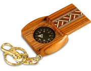 Teak Compass Keychain