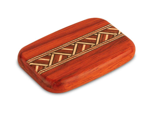 Open View of a Padauk Secret Mirror Box - Zig Zag Inlay