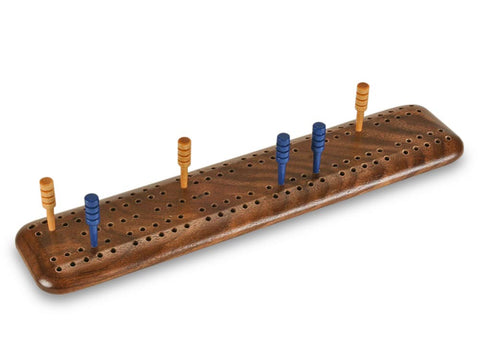 Top View of a Burl Walnut Travel Cribbage Board