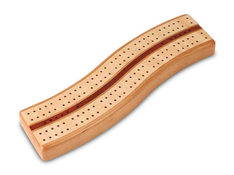 Top View with Pegs of a Cherry S Curve Cribbage Board