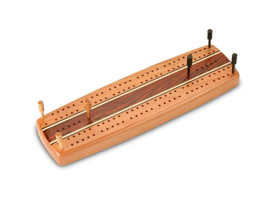 Top View of a Cherry Inlay Cribbage Board