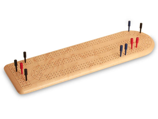 Top View of a Bird's-Eye Maple 3-Track Cribbage Board