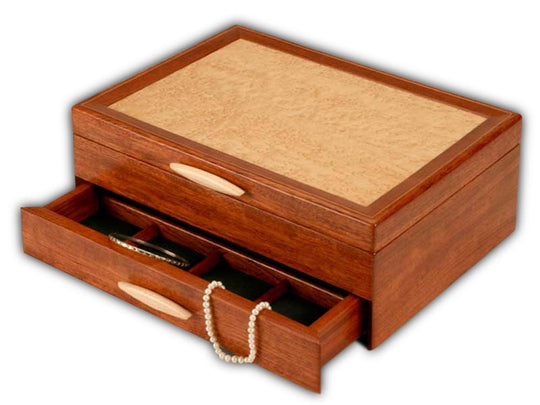 Drawer Open View of a Cascade II Jewelry Box –1 Drawer Sapphire