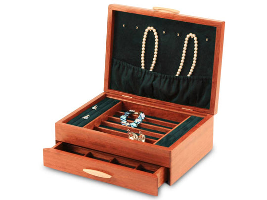 Open Top View of a Cascade II Jewelry Box –1 Drawer Sapphire